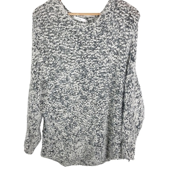 Nordstrom Women’s Lush Fuzzy Chunky Pullover Crewneck Grey Long Sleeve Sweater - Picture 1 of 16